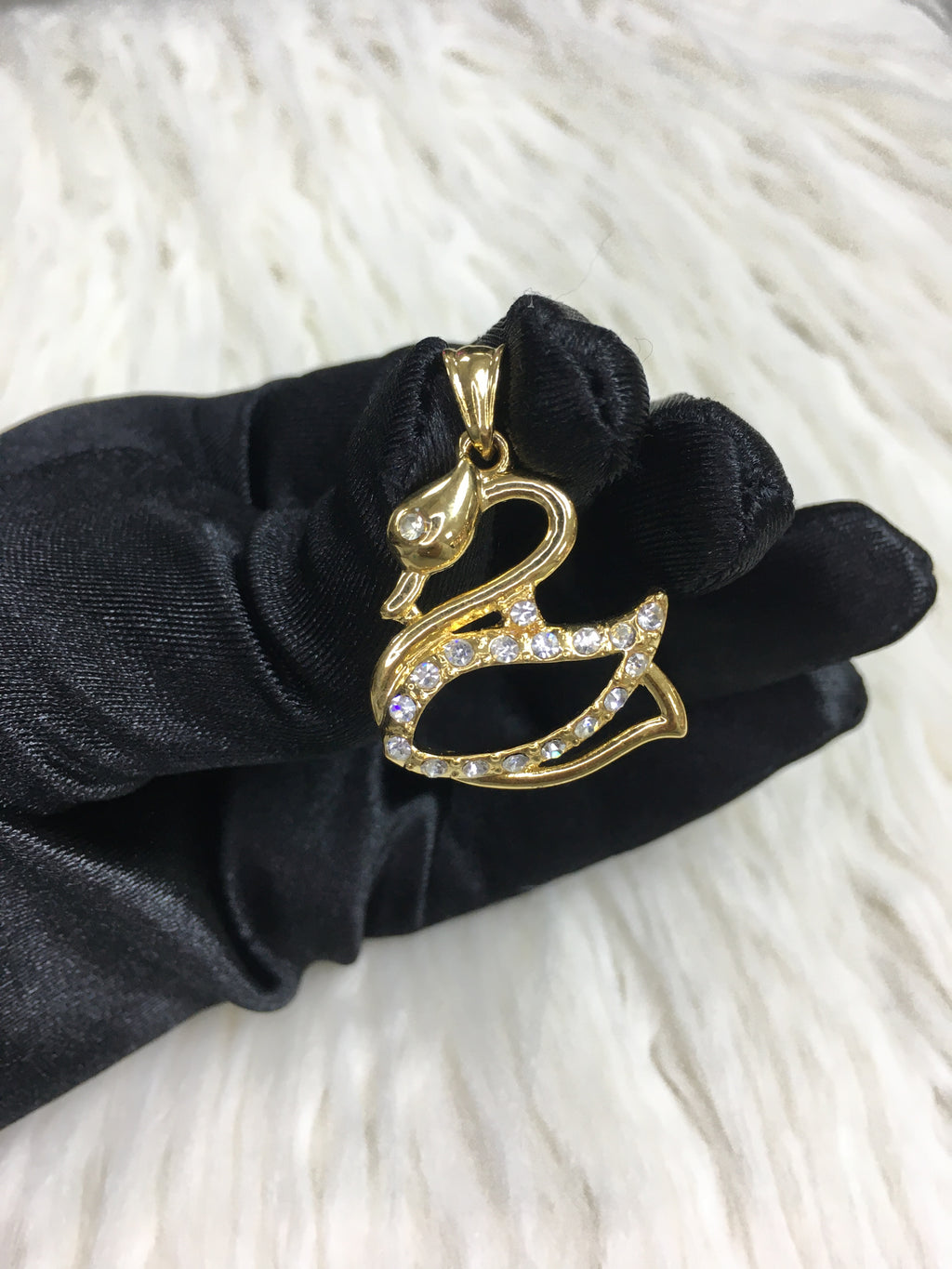 24k gold plated swan pendant