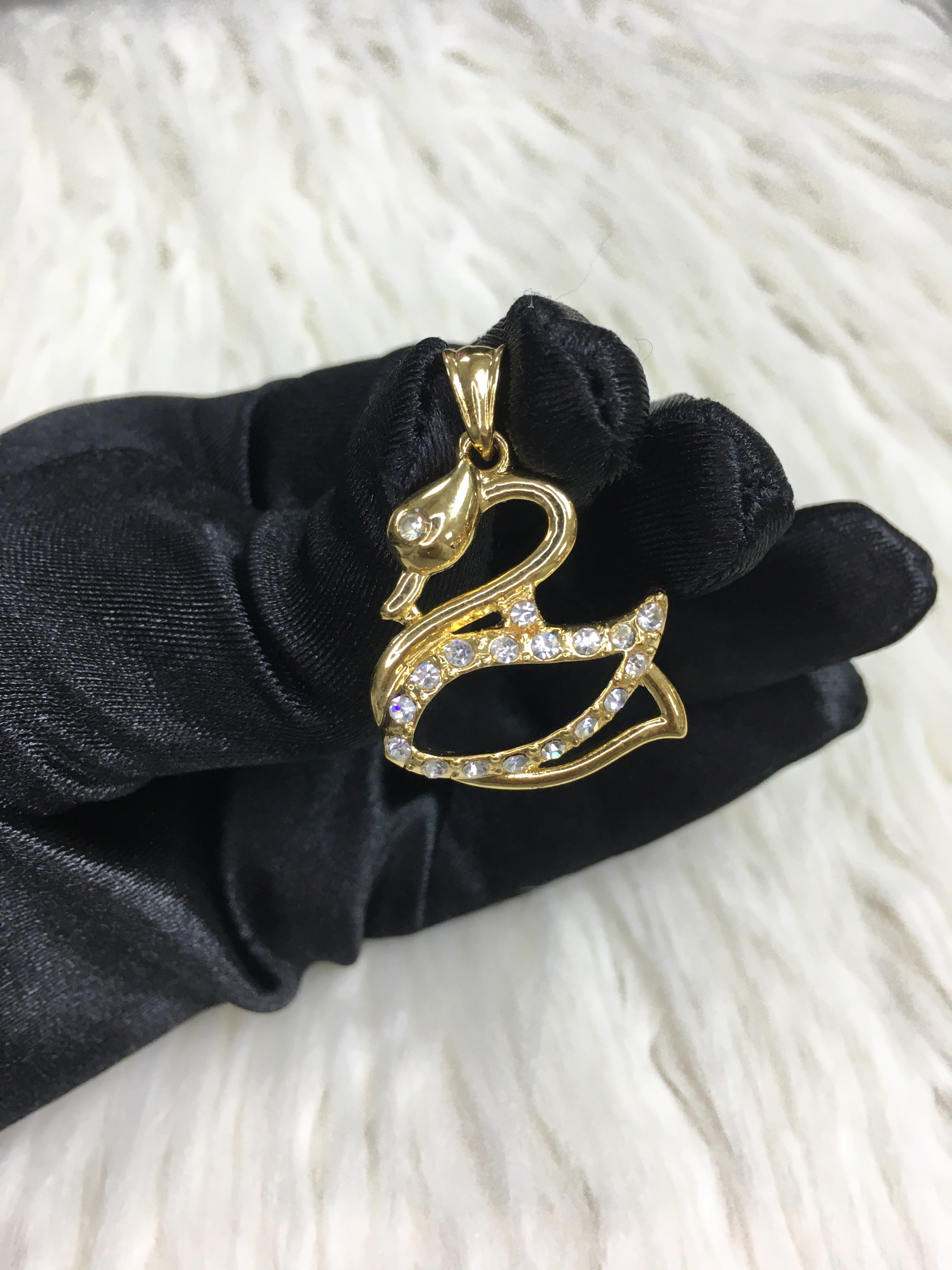 24k gold plated swan pendant