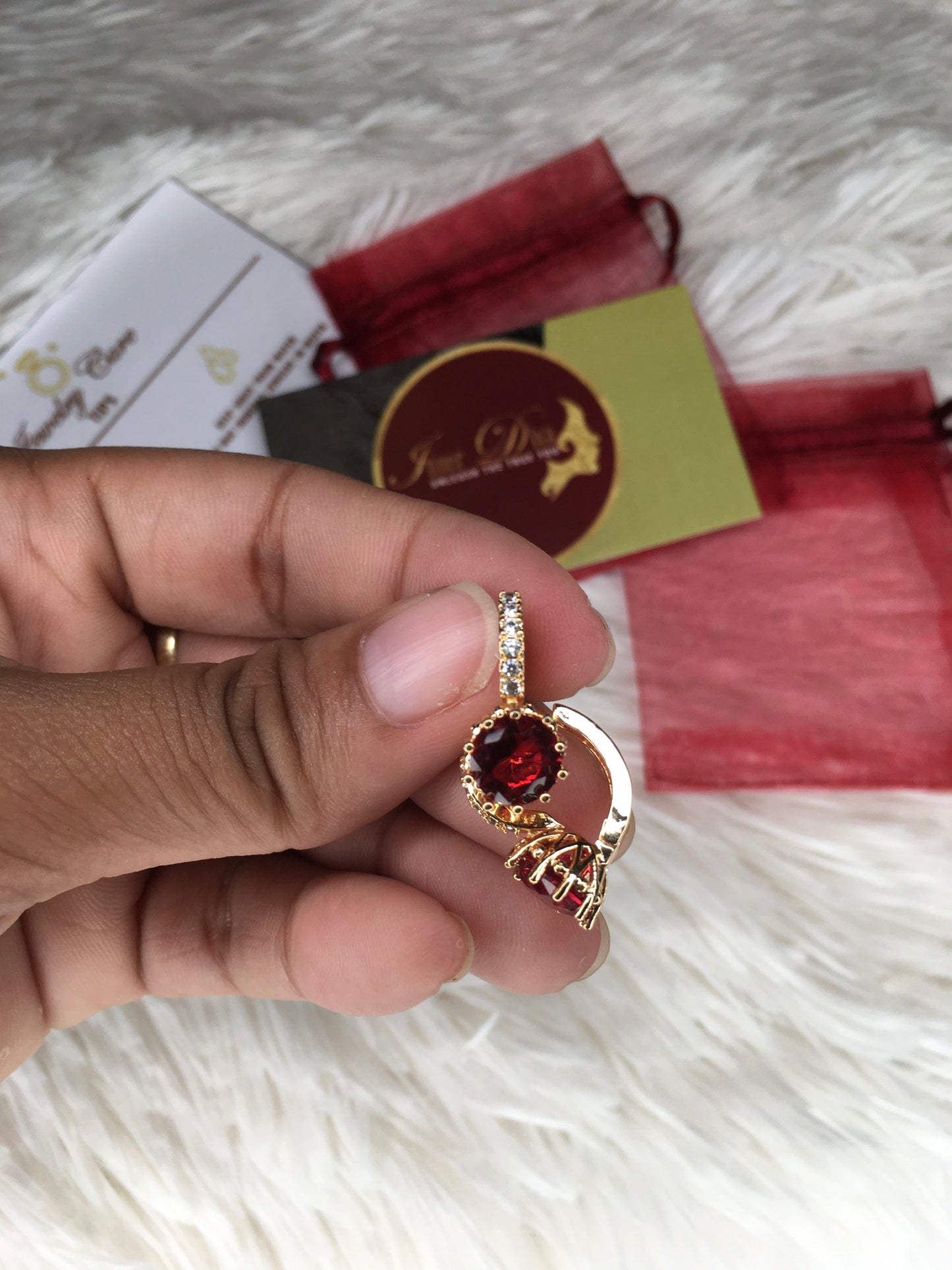 Red Stone 18k Earring