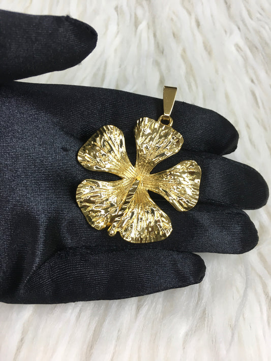 24k gold plated hibiscus pendant