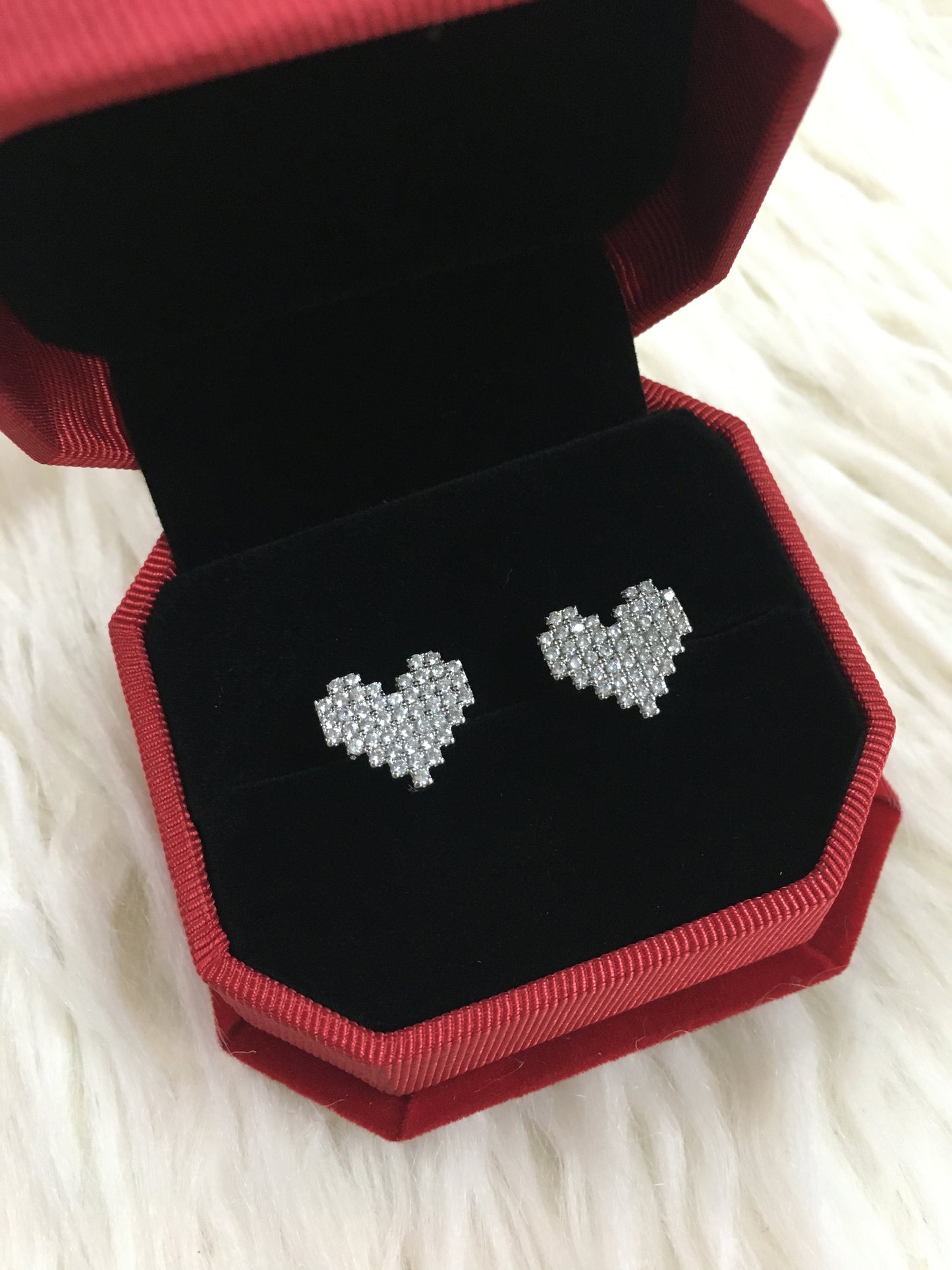 Sterling Silver CZ Heart Studs