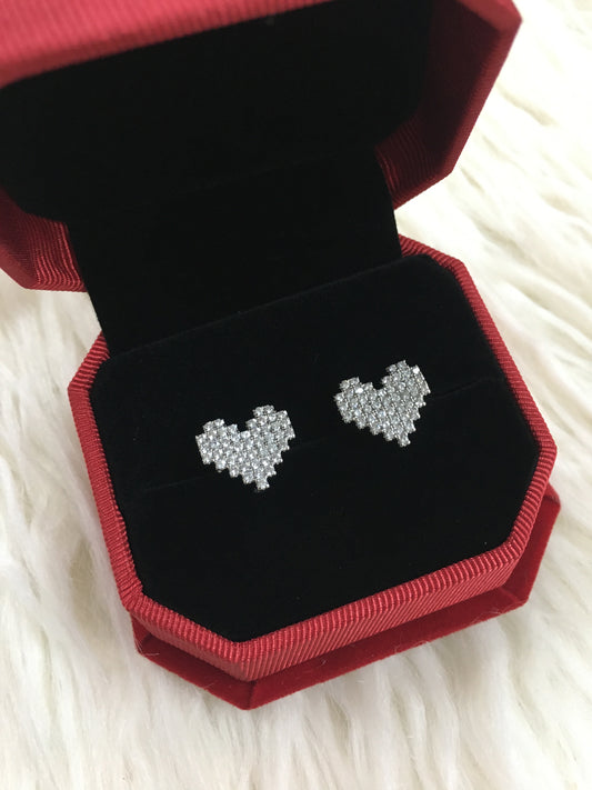 Sterling Silver CZ Heart Studs