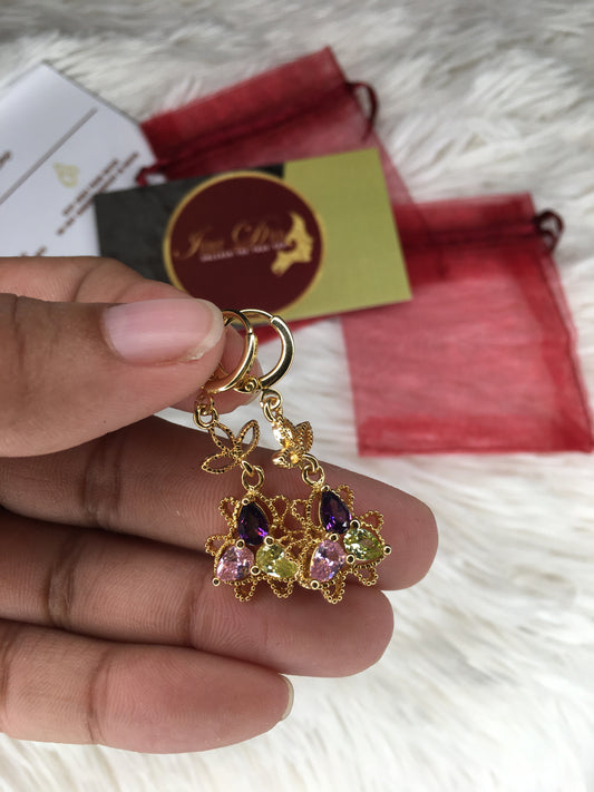 24k gold plated multicolored hanging earring