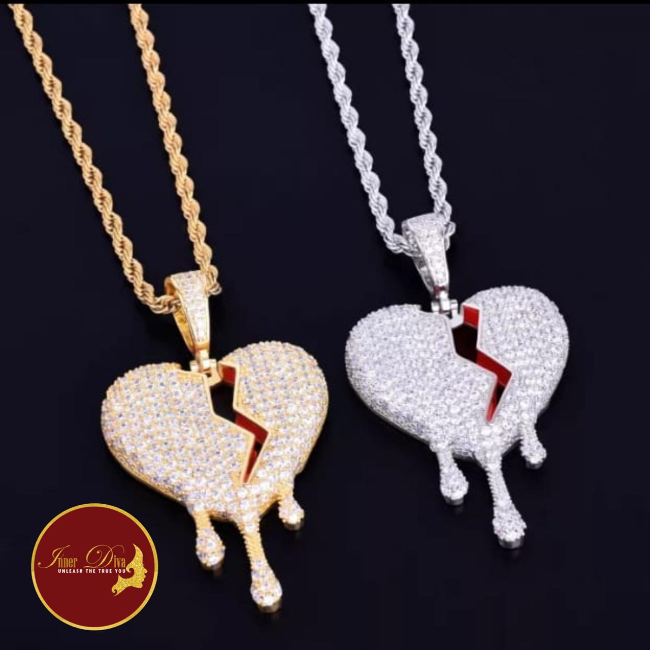 Pre-Order heart pendant with rope or cuban chain