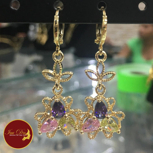 24k gold plated multicolored hanging earring