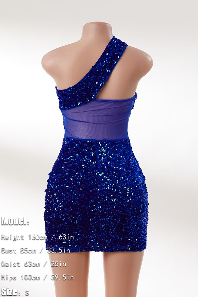 Blue one shoulder mini dress