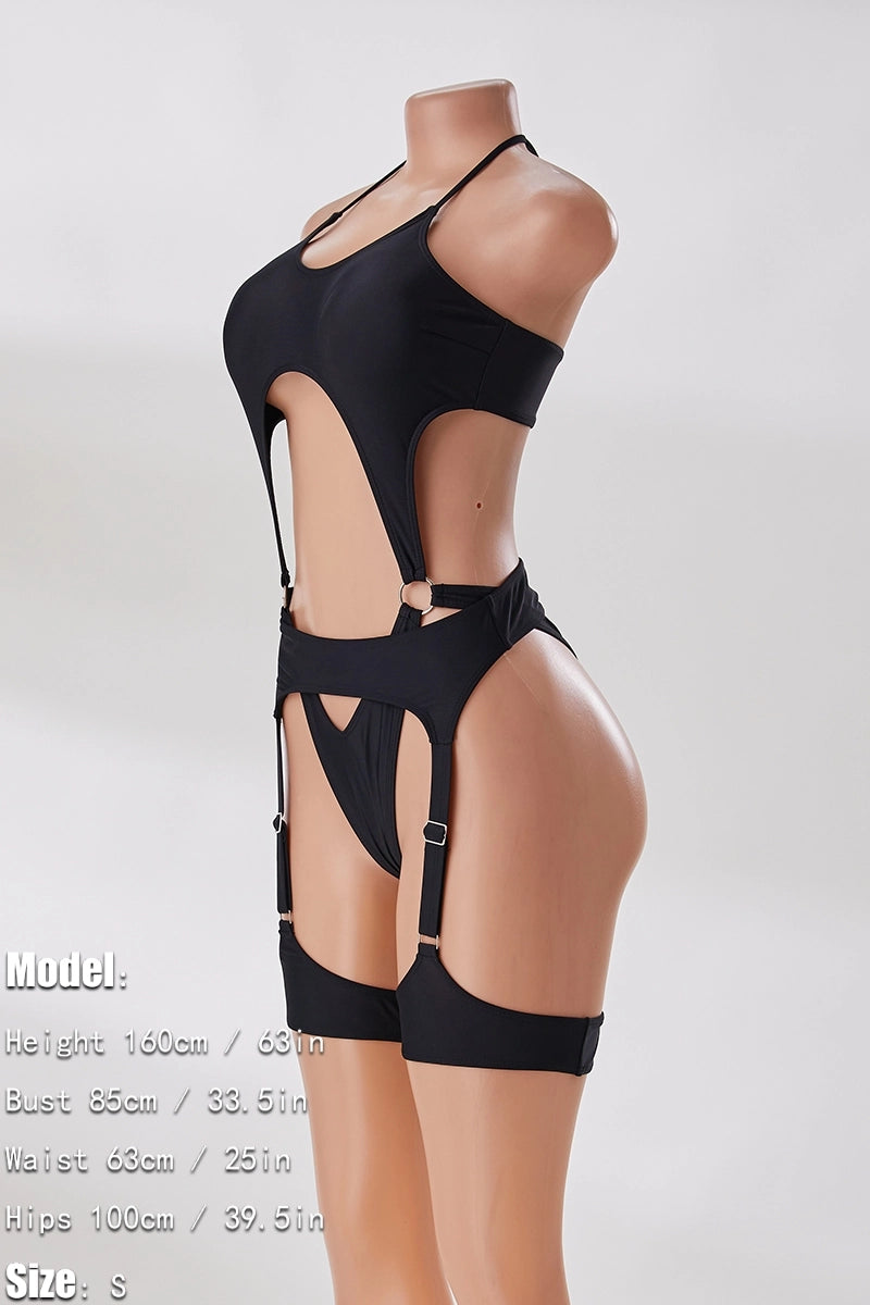 Monokini with garter belt